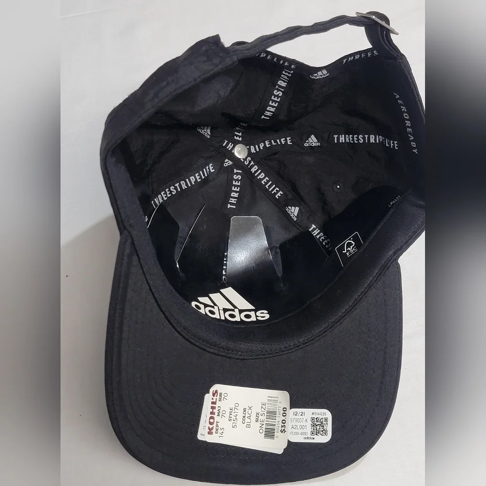 adidas Womens Areoready Black With Silver Logo Hat Areoready Drying Technology